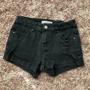 Black jean shorts